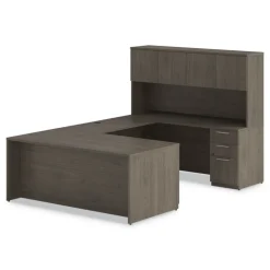 Alera 72 in. x 24 in. x 29 in. Seville Series Credenza with Right Pedestal - Walnut