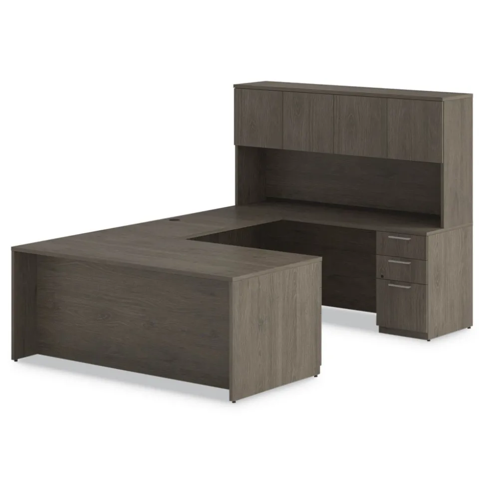 Alera 72 in. x 24 in. x 29 in. Seville Series Credenza with Right Pedestal - Walnut