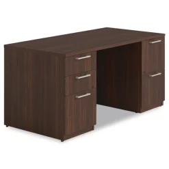 Alera 60 in. x 30 in. x 29 in. Seville Series Double Pedestal Desk - Mahogany