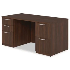 Alera 60 in. x 30 in. x 29 in. Seville Series Double Pedestal Desk - Mahogany