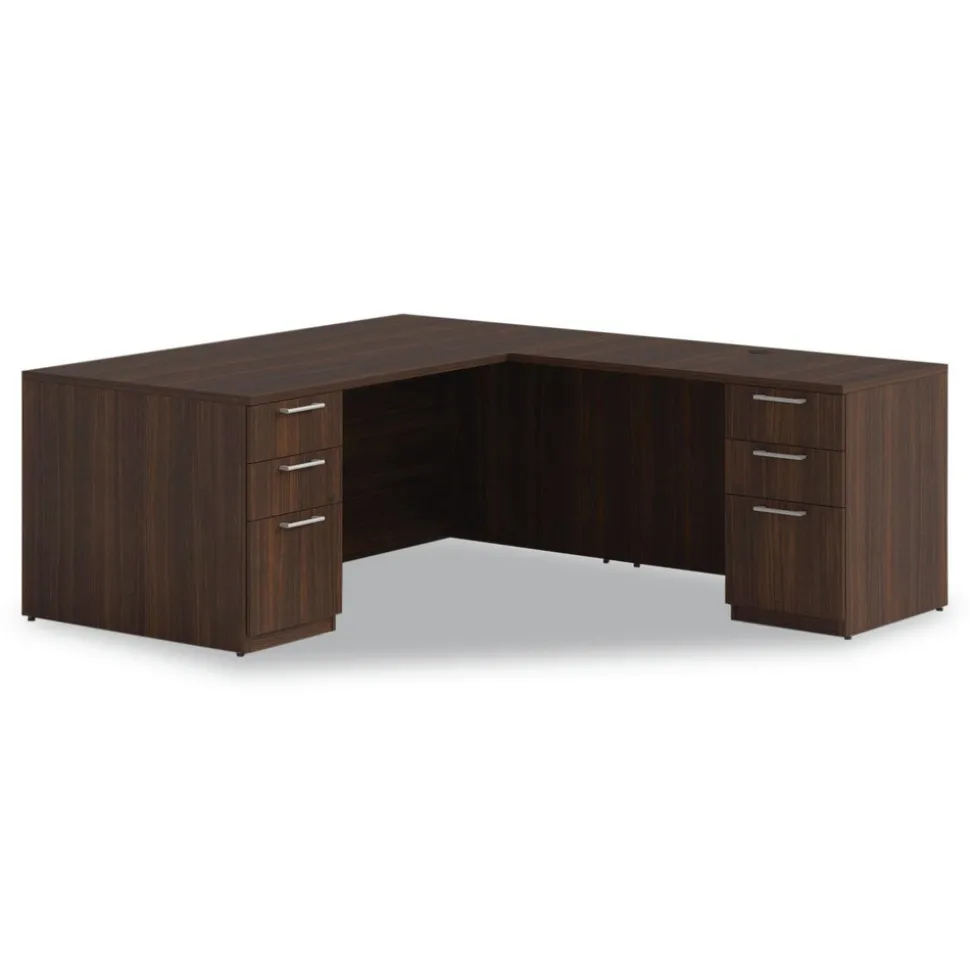 Alera 72 in. x 36 in. x 29 in. Seville Series Single Left Pedestal Desk - Mahogany