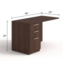 Alera 48 in. x 24 in. x 29 in. Seville Series Left Desk Return with Pedestal - Mahogany