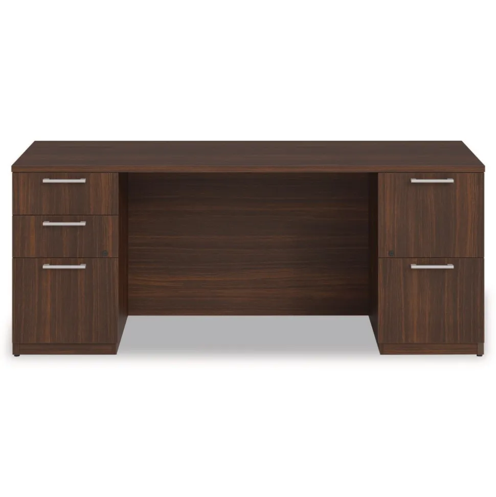 Alera 72 in. x 24 in. x 29 in. Seville Series Double Pedestal Credenza - Mahogany