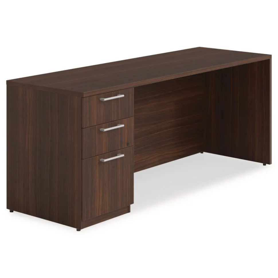 Alera 72 in. x 24 in. x 29 in. Seville Series Credenza with Left Pedestal - Mahogany