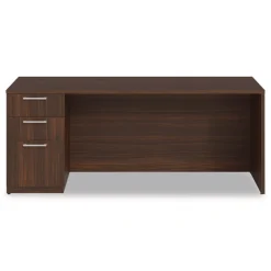 Alera 72 in. x 24 in. x 29 in. Seville Series Credenza with Left Pedestal - Mahogany