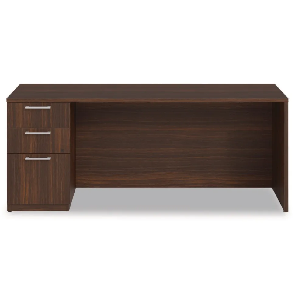Alera 72 in. x 24 in. x 29 in. Seville Series Credenza with Left Pedestal - Mahogany