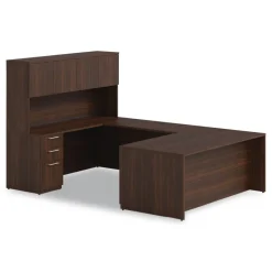 Alera 72 in. x 24 in. x 29 in. Seville Series Credenza with Left Pedestal - Mahogany