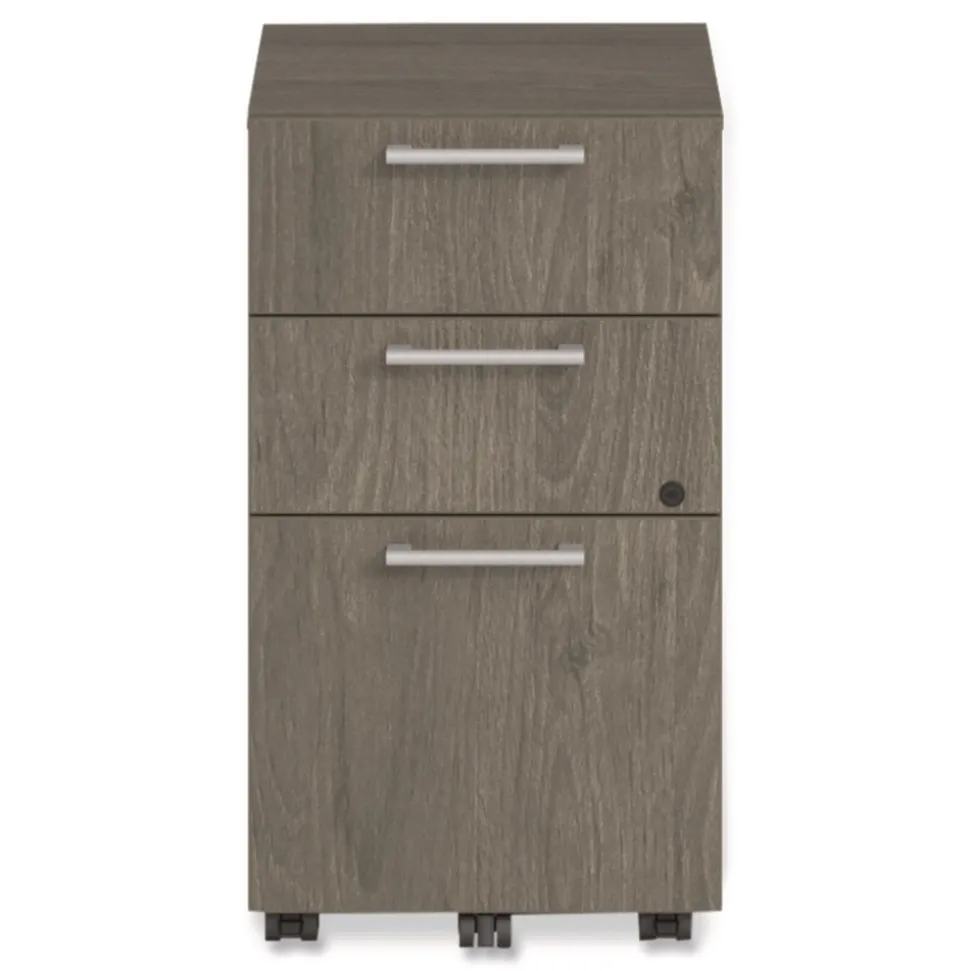 Alera 15 in. x 18 in. x 27 in. Seville Series 3-Drawer Legal File Mobile Pedestal - Walnut