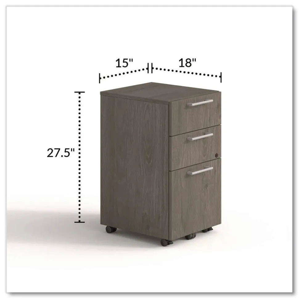 Alera 15 in. x 18 in. x 27 in. Seville Series 3-Drawer Legal File Mobile Pedestal - Walnut