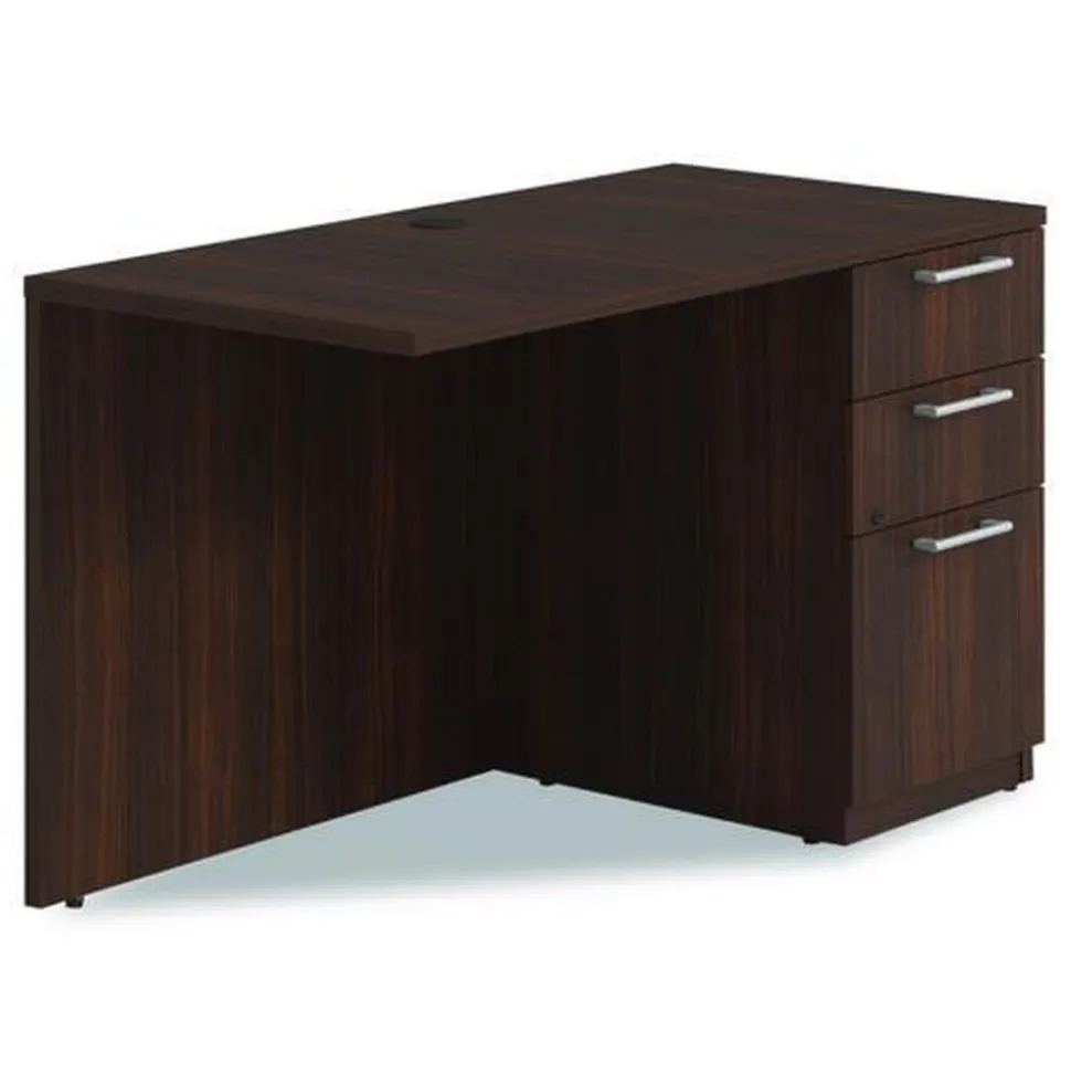 Alera 48 in. x 24 in. x 29 in. Seville Series Right Desk Return with Pedestal - Mahogany
