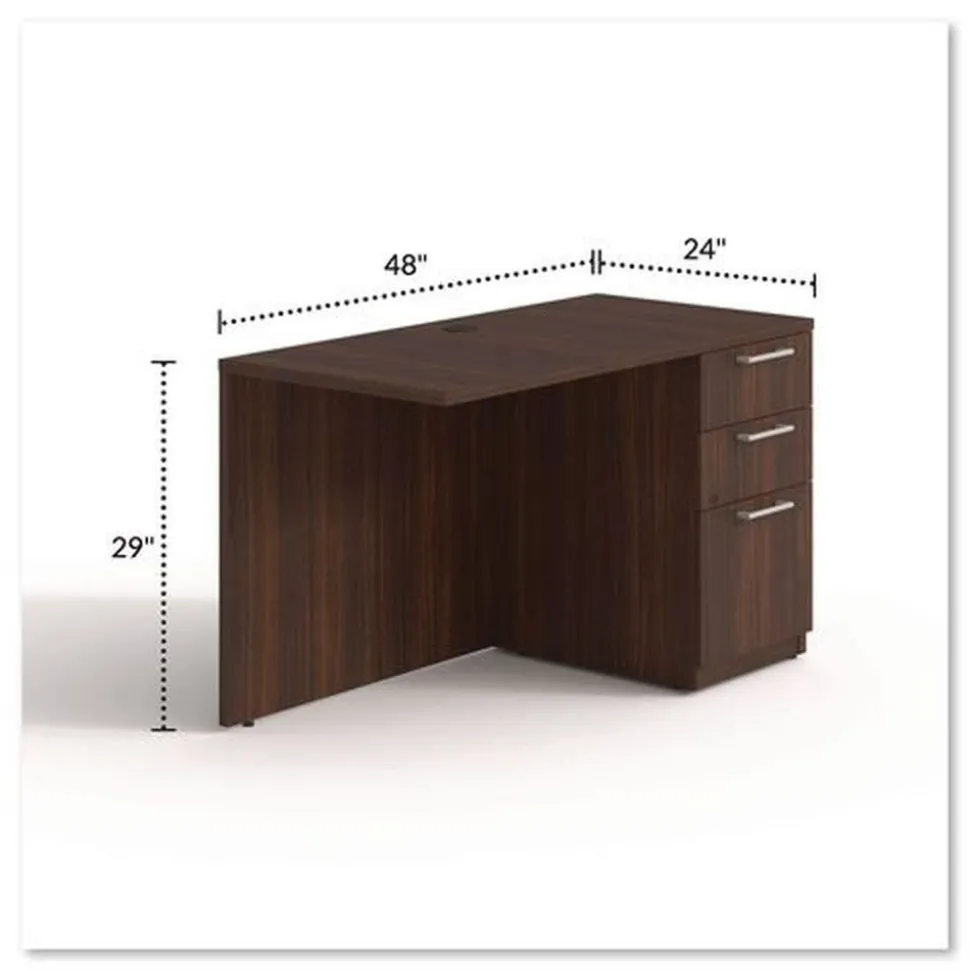 Alera 48 in. x 24 in. x 29 in. Seville Series Right Desk Return with Pedestal - Mahogany