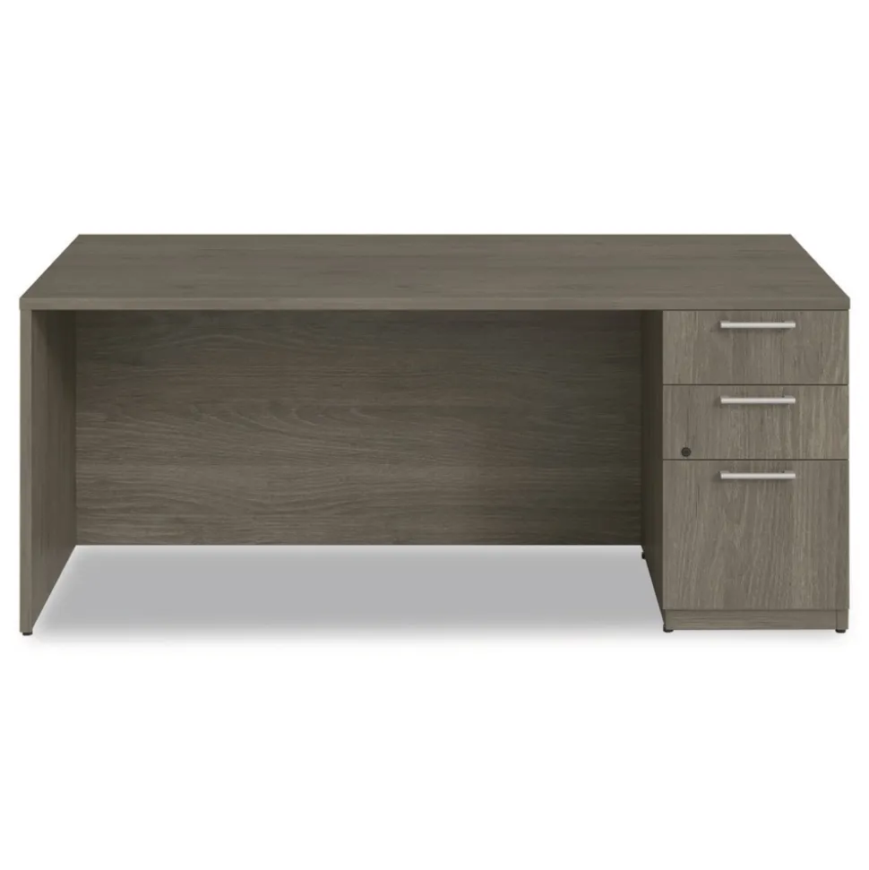 Alera 72 in. x 36 in. x 29 in. Seville Series Single Right Pedestal Desk - Walnut