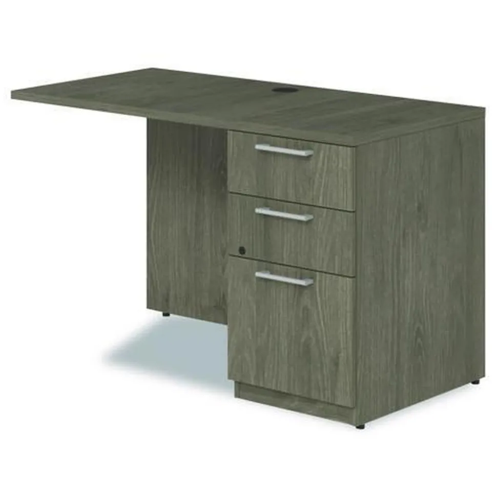 Alera 48 in. x 24 in. x 29 in. Seville Series Right Desk Return with Pedestal - Walnut