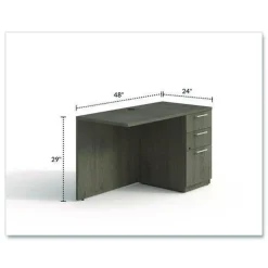 Alera 48 in. x 24 in. x 29 in. Seville Series Right Desk Return with Pedestal - Walnut