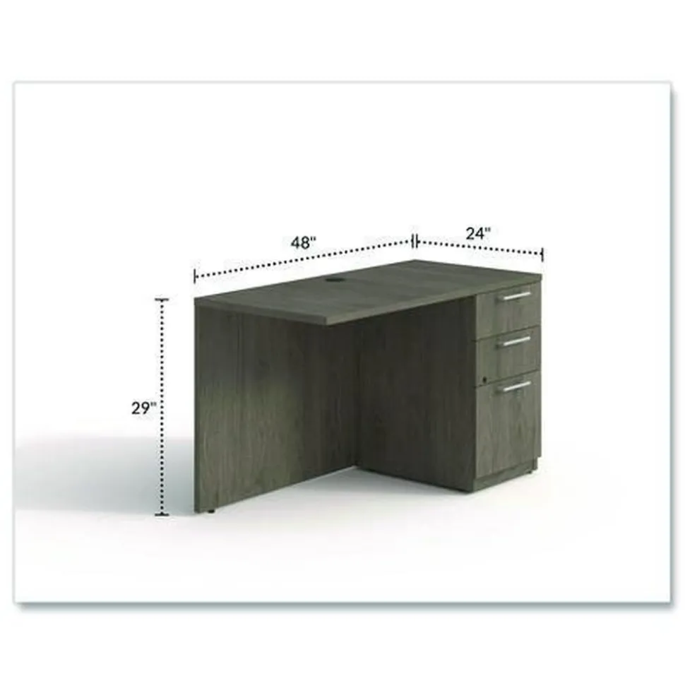 Alera 48 in. x 24 in. x 29 in. Seville Series Right Desk Return with Pedestal - Walnut