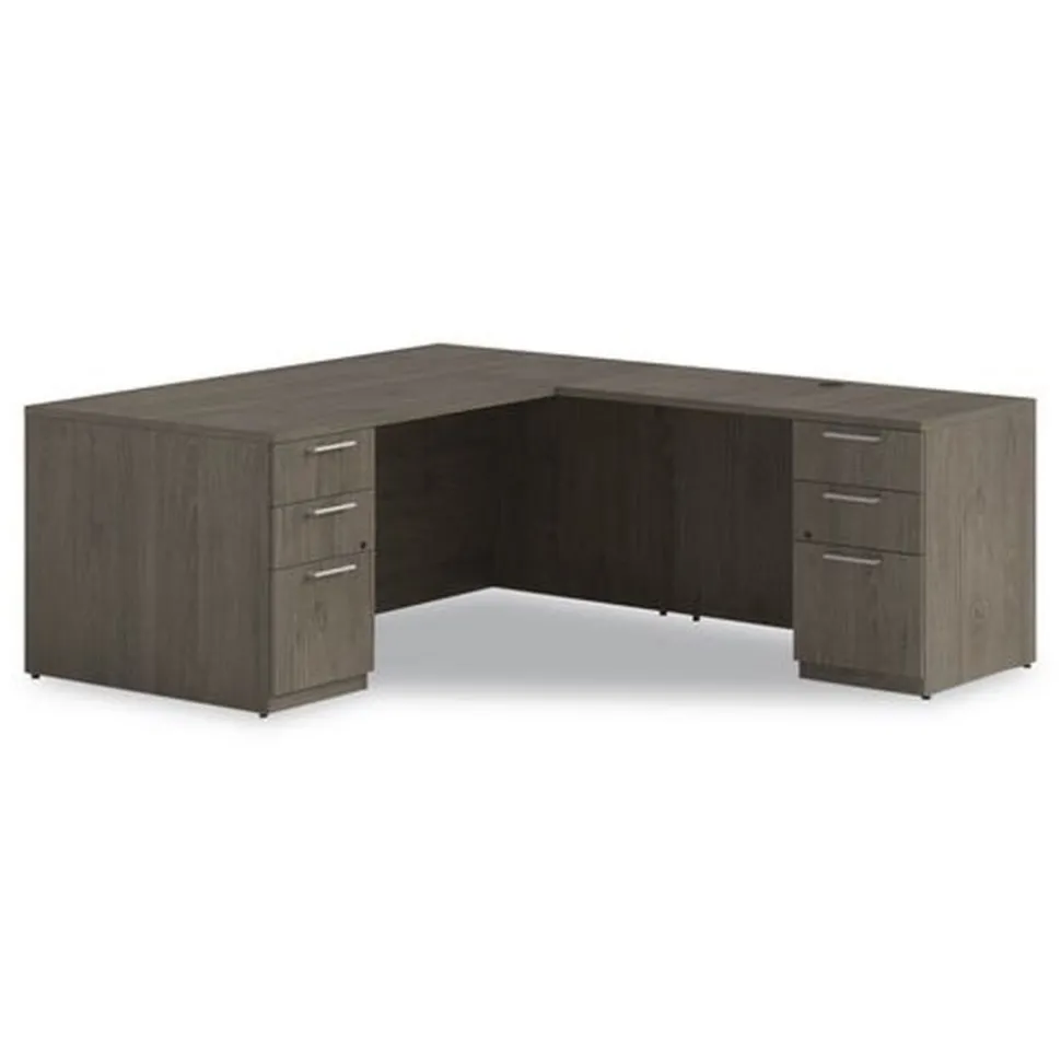 Alera 48 in. x 24 in. x 29 in. Seville Series Right Desk Return with Pedestal - Walnut