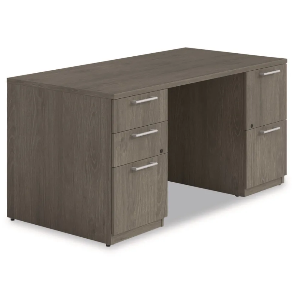 Alera 60 in. x 30 in. x 29 in. Seville Series Double Pedestal Desk - Walnut