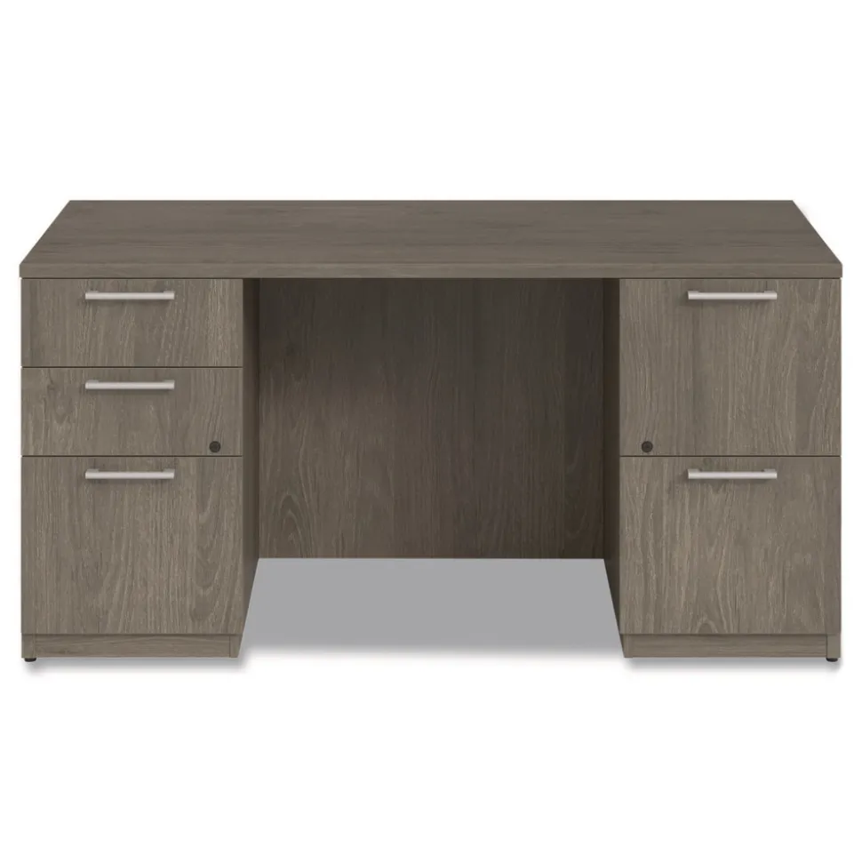 Alera 60 in. x 30 in. x 29 in. Seville Series Double Pedestal Desk - Walnut