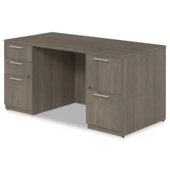 Alera 60 in. x 30 in. x 29 in. Seville Series Double Pedestal Desk - Walnut