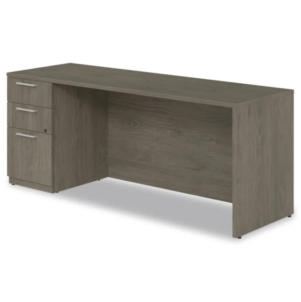 Alera 72 in. x 24 in. x 29 in. Seville Series Credenza with Left Pedestal - Walnut