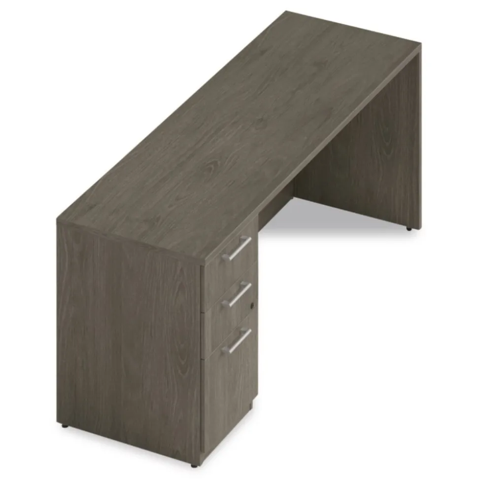 Alera 72 in. x 24 in. x 29 in. Seville Series Credenza with Left Pedestal - Walnut