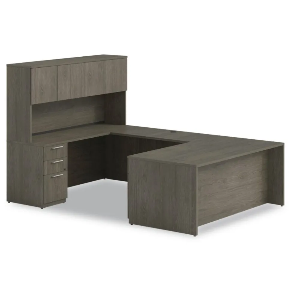 Alera 72 in. x 24 in. x 29 in. Seville Series Credenza with Left Pedestal - Walnut