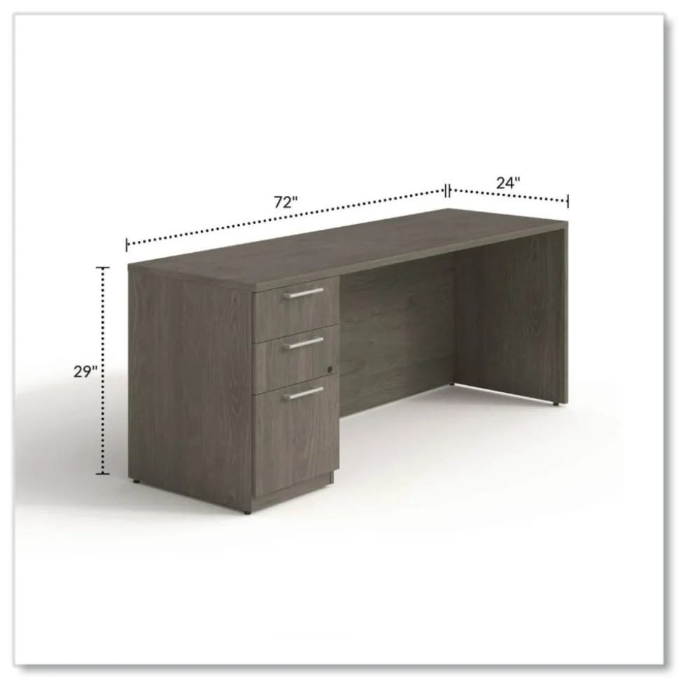 Alera 72 in. x 24 in. x 29 in. Seville Series Credenza with Left Pedestal - Walnut