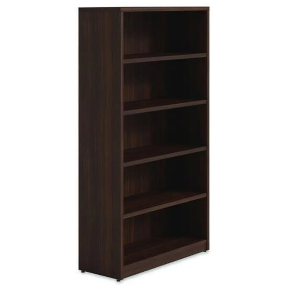 Alera 36 in. x 14 in. x 65 in. 5-Shelf Seville Bookcase - Mahogany
