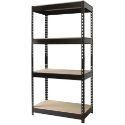 Alera 30 in. x 16 in. x 60 in. 4-Shelf Steel Shelving Unit with Particleboard Shelves - Black