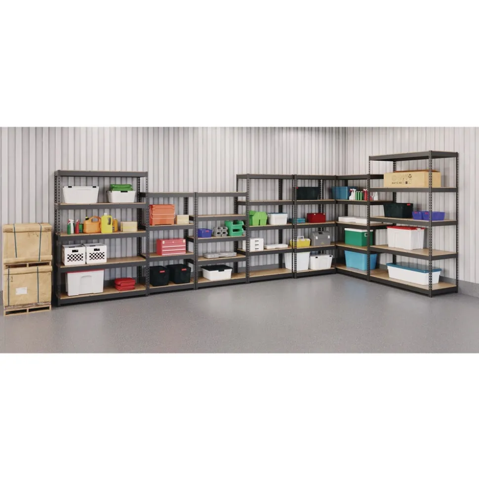 Alera 30 in. x 16 in. x 60 in. 4-Shelf Steel Shelving Unit with Particleboard Shelves - Black