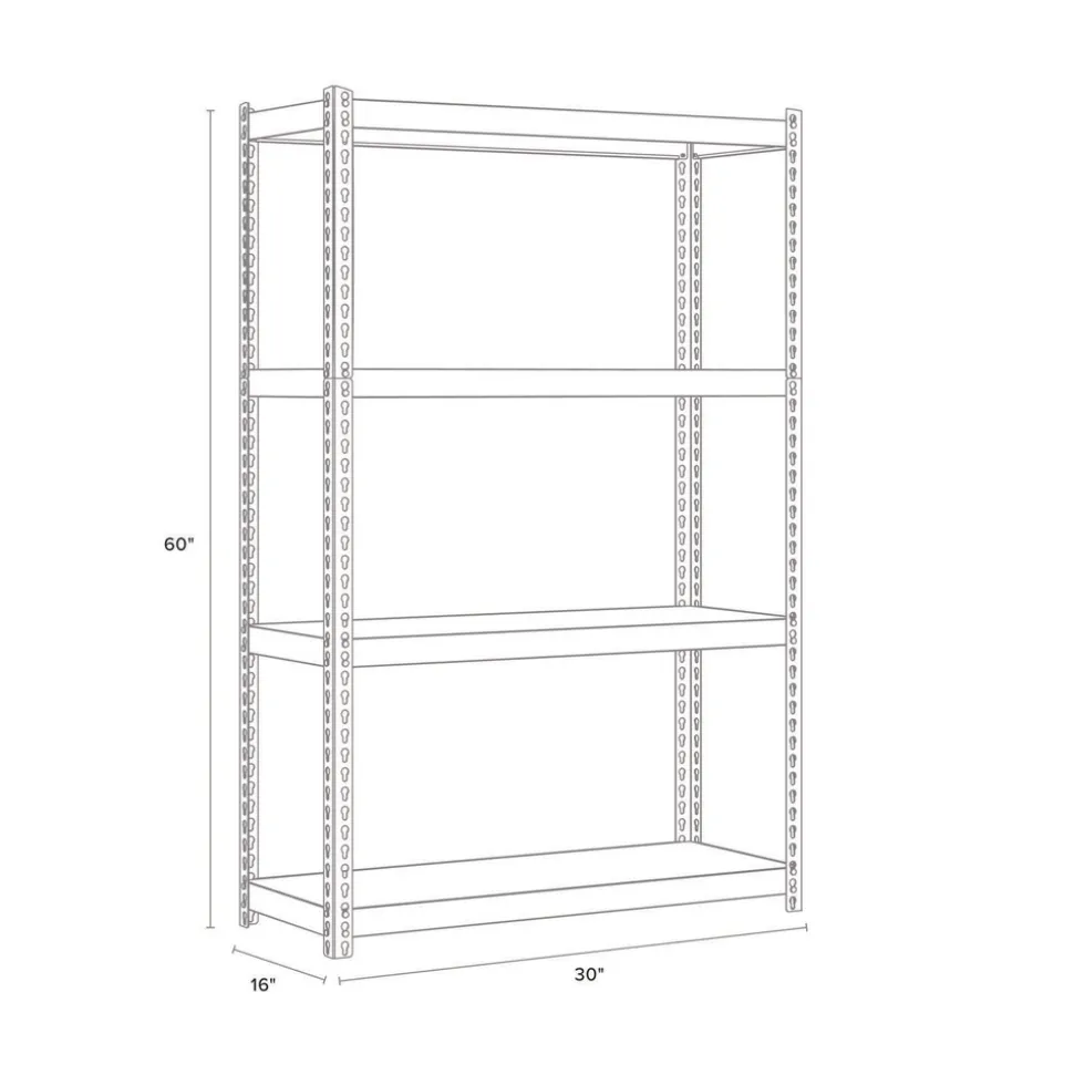 Alera 30 in. x 16 in. x 60 in. 4-Shelf Steel Shelving Unit with Particleboard Shelves - Black