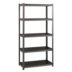 Alera 36 in. x 18 in. x 72 in. 5-Shelf Steel Shelving Unit with Laminate Shelves - Black/Gun Metal Gray