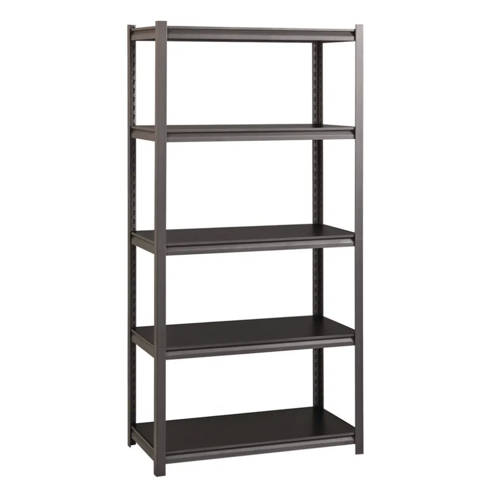 Alera 36 in. x 18 in. x 72 in. 5-Shelf Steel Shelving Unit with Laminate Shelves - Black/Gun Metal Gray