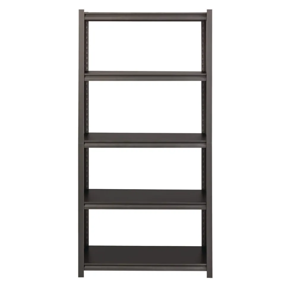 Alera 36 in. x 18 in. x 72 in. 5-Shelf Steel Shelving Unit with Laminate Shelves - Black/Gun Metal Gray