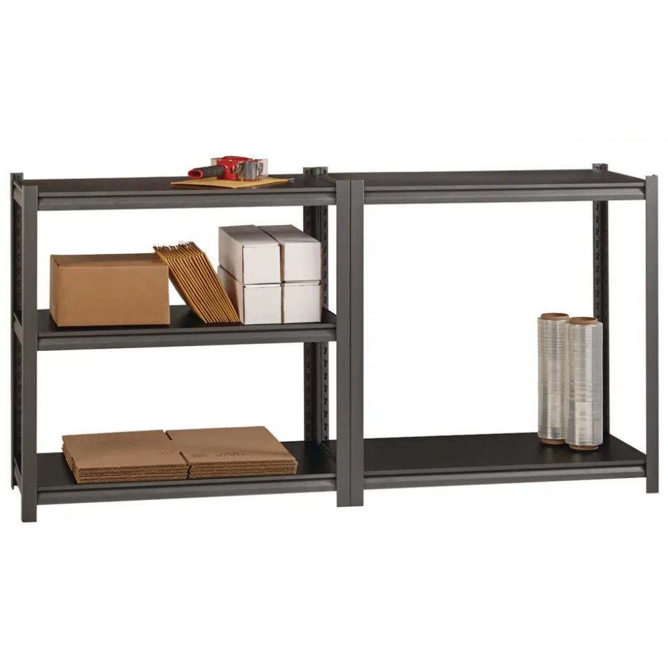 Alera 36 in. x 18 in. x 72 in. 5-Shelf Steel Shelving Unit with Laminate Shelves - Black/Gun Metal Gray
