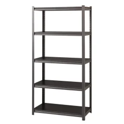 Alera 36 in. x 18 in. x 72 in. 5-Shelf Steel Shelving Unit with Laminate Shelves - Black/Gun Metal Gray