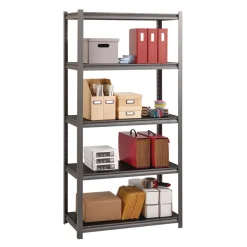 Alera 36 in. x 18 in. x 72 in. 5-Shelf Steel Shelving Unit with Laminate Shelves - Black/Gun Metal Gray