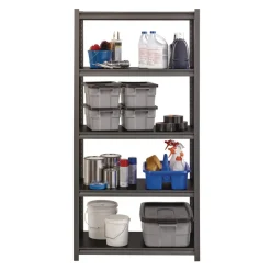 Alera 36 in. x 18 in. x 72 in. 5-Shelf Steel Shelving Unit with Laminate Shelves - Black/Gun Metal Gray