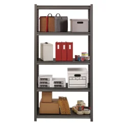 Alera 36 in. x 18 in. x 72 in. 5-Shelf Steel Shelving Unit with Laminate Shelves - Black/Gun Metal Gray
