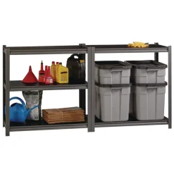 Alera 36 in. x 18 in. x 72 in. 5-Shelf Steel Shelving Unit with Laminate Shelves - Black/Gun Metal Gray
