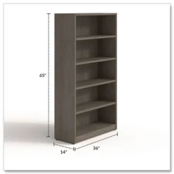 Alera 36 in. x 14 in. x 65 in. 5-Shelf Seville Bookcase - Walnut