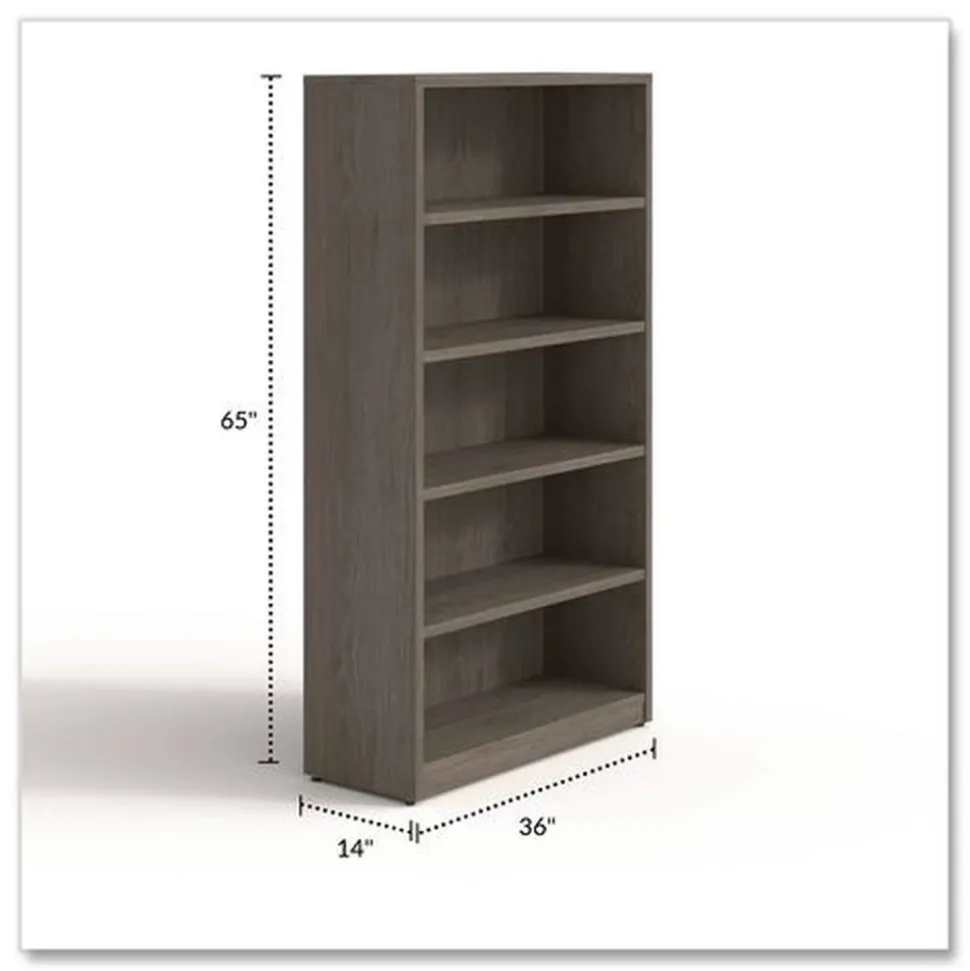 Alera 36 in. x 14 in. x 65 in. 5-Shelf Seville Bookcase - Walnut