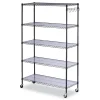 Alera 48 in. x 18 in. x 72 in. 5-Shelf Wire Shelving Kit with Casters and Shelf Liners - Black Anthracite
