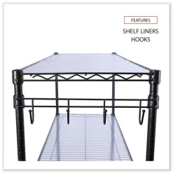Alera 48 in. x 18 in. x 72 in. 5-Shelf Wire Shelving Kit with Casters and Shelf Liners - Black Anthracite