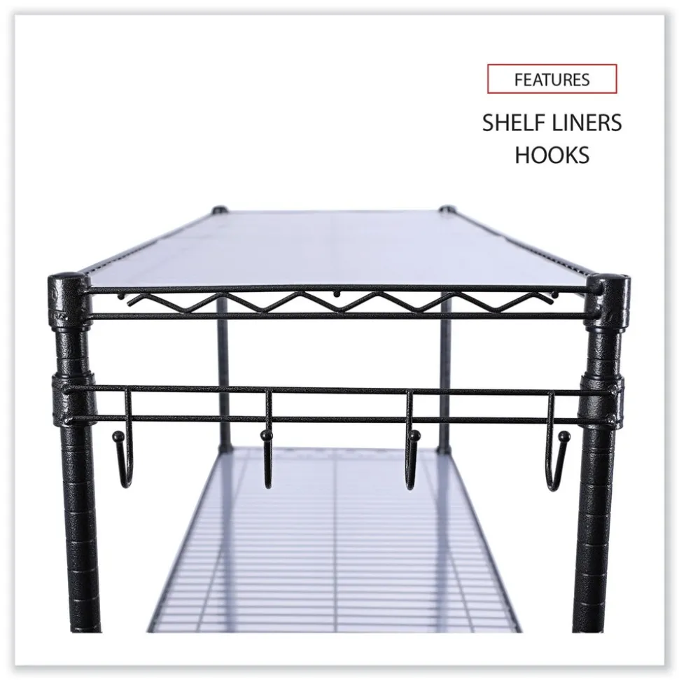 Alera 48 in. x 18 in. x 72 in. 5-Shelf Wire Shelving Kit with Casters and Shelf Liners - Black Anthracite