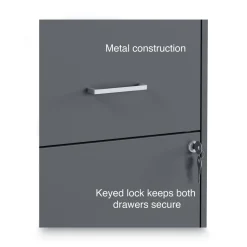 Alera 14 in. x 18 in. x 24.1 in. Soho 2-Drawer Vertical Letter File Cabinet - Charcoal