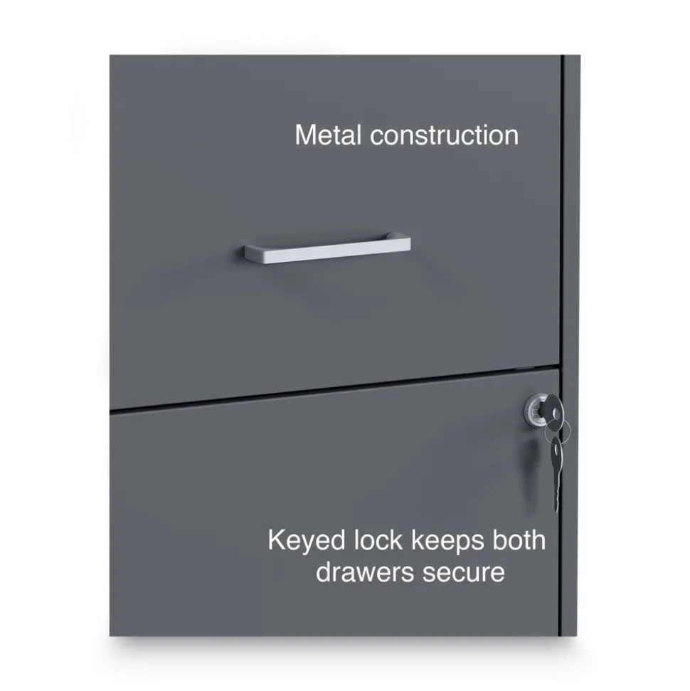 Alera 14 in. x 18 in. x 24.1 in. Soho 2-Drawer Vertical Letter File Cabinet - Charcoal