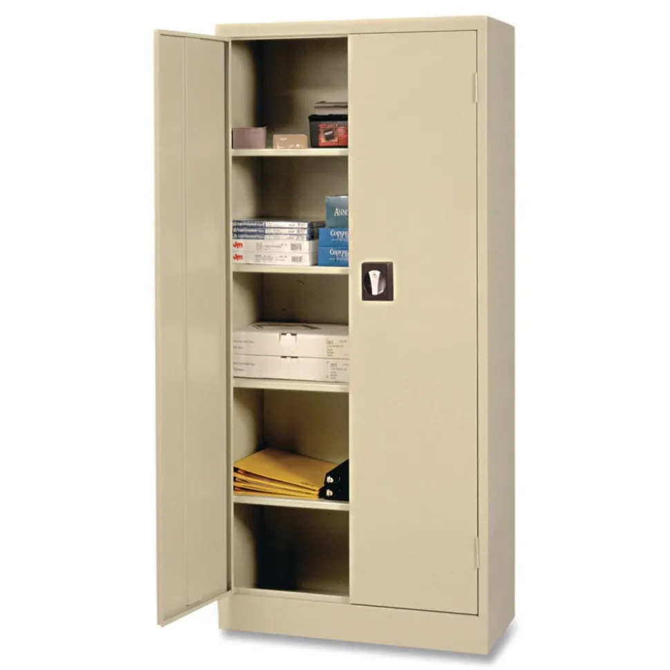 Alera 30 in. x 15 in. x 66 in. Space Saver 4-Shelf Storage Cabinet - Putty
