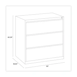 Alera 30 in. x 18.62 in. x 40.25 in. Three Legal/Letter/A4-Size File Drawers Lateral File Cabinet - Black