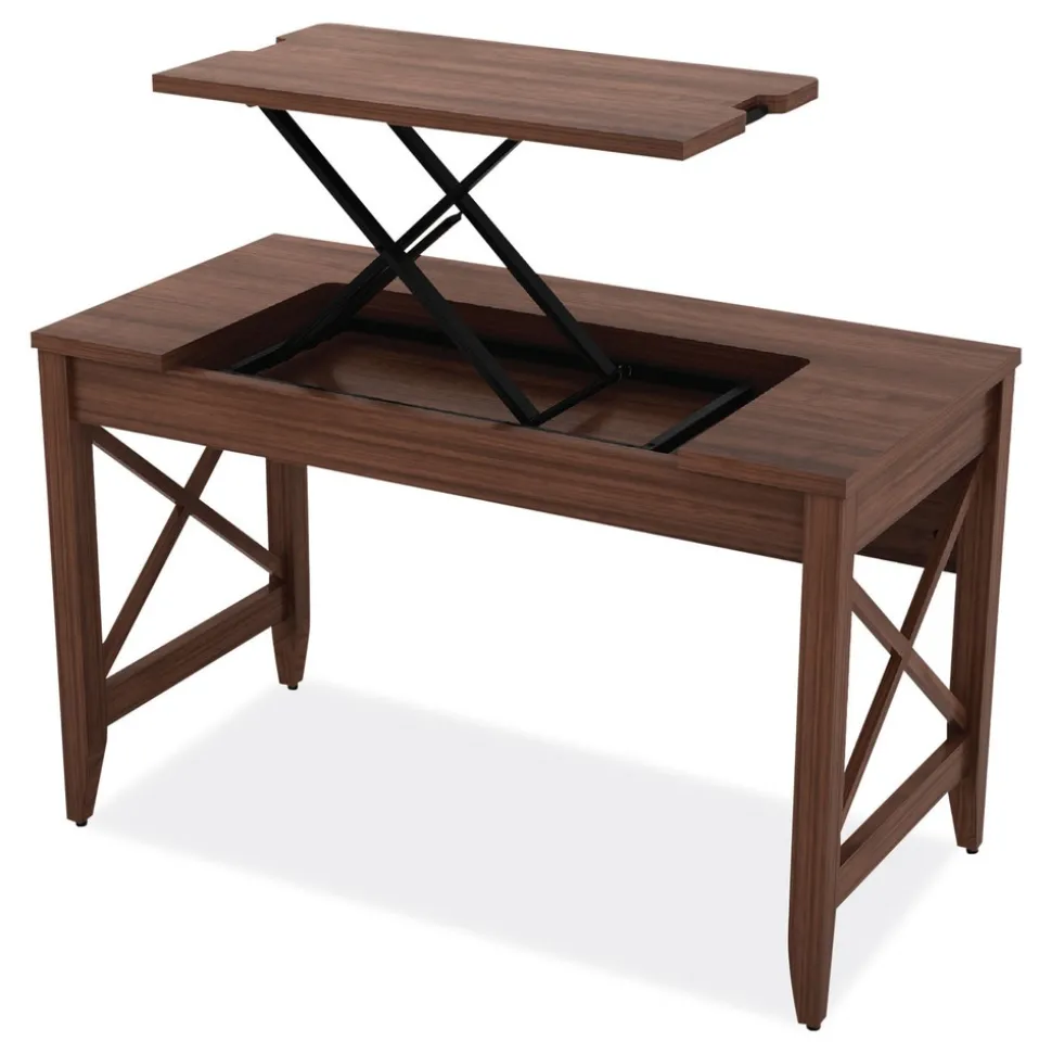 Alera 47.25 in. x 23.63 in. x 29.5 in. to 43.75 in. Sit-to-Stand Table Desk - Modern Walnut